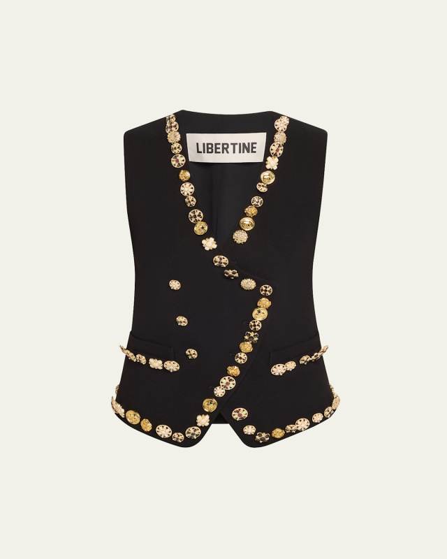 Novelty Button Luxe Double-Breasted Waistcoat